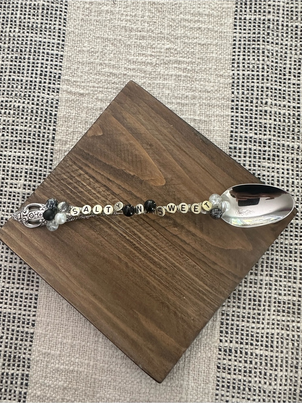 Salty n Sweet Beaded Accent Spoon - Black & Silver